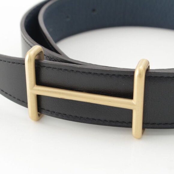 Hermes Leather Buckle Gold Belt Black Blue - Picture 3 of 10